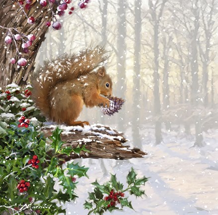 Christmas Squirrel Fine-Art Print by The Macneil Studio at UrbanLoftArt.com